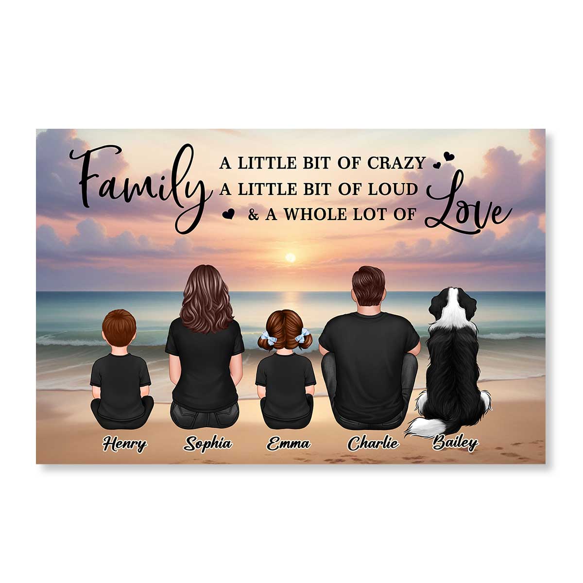 Family Whole Lot Of Love Realistic Beach Landscape – Treasured Forever Personalized Poster