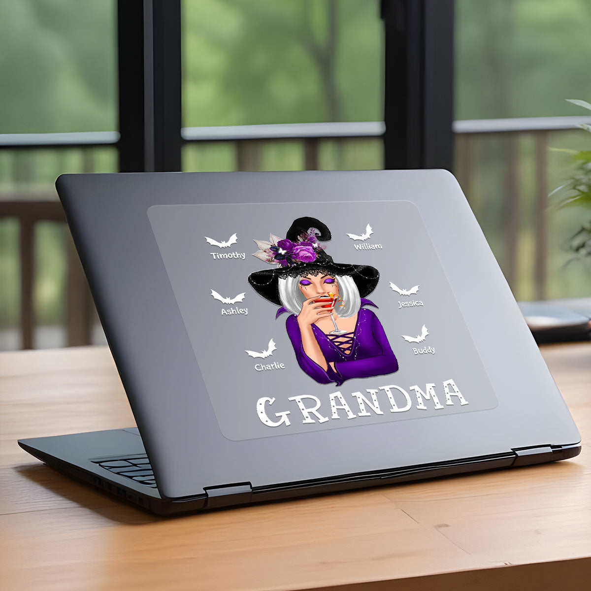 Halloween Witch Mom Grandma Personalized Decal, Halloween Decoration