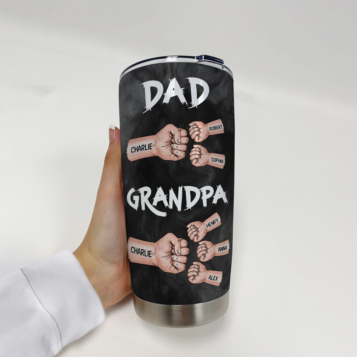 Dad Grandpa Fist Bump Personalized Tumbler, Gift For Dad, Grandpa