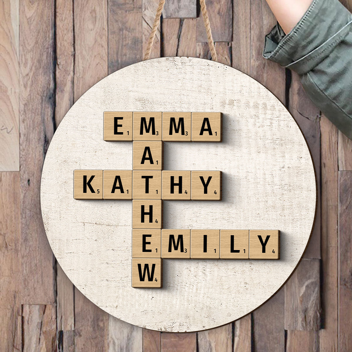 Family Crossword Art - Created In A Moment, Treasured Forever Personalized 2-Layer Wood Sign
