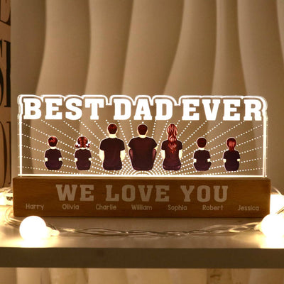 Best Dad Ever We Love You Personalized Acrylic LED Night Light, Father's Day Gift For Dad, Husband