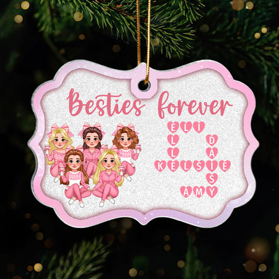 Besties Forever Pink Theme Heart Crossword Personalized Acrylic Ornament