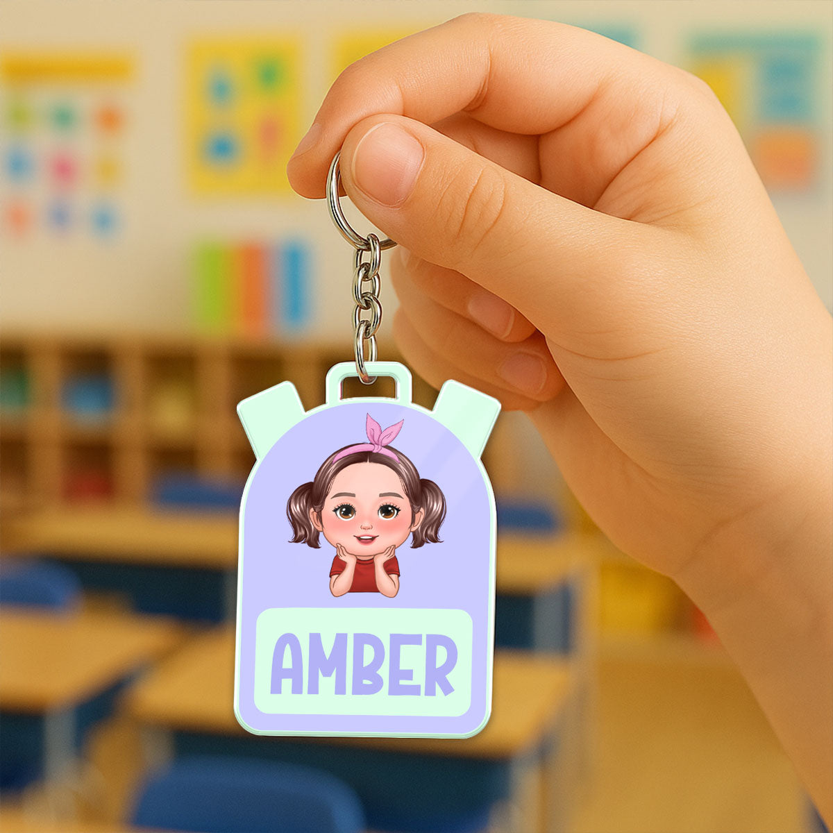 Kid Back To School Personalized Name Tag, Acrylic Keychain
