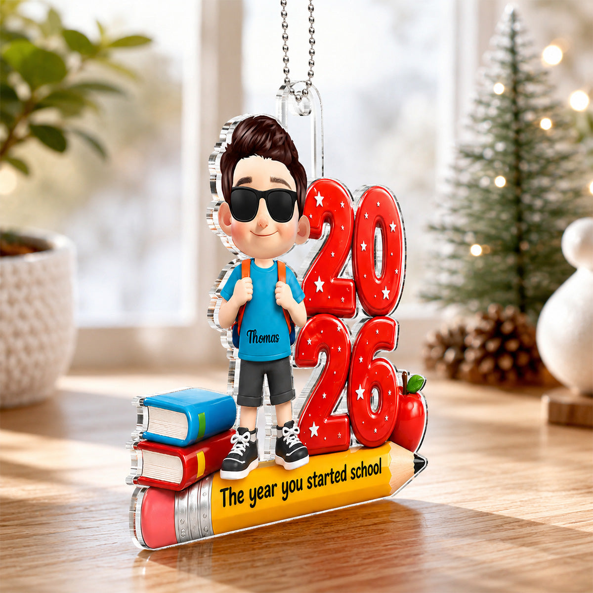 The Year You Started School 2D Flat - Personalized Acrylic Ornament - Christmas Keepsake for Kids