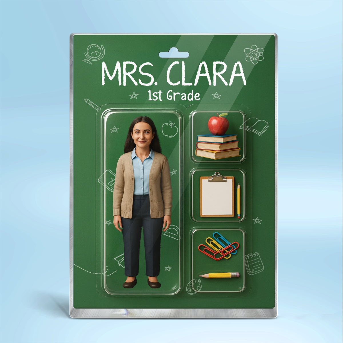 Teacher Custom Face Figure Personalized Rectangle Acrylic Block Plaque, Teacher Appreciation Gift