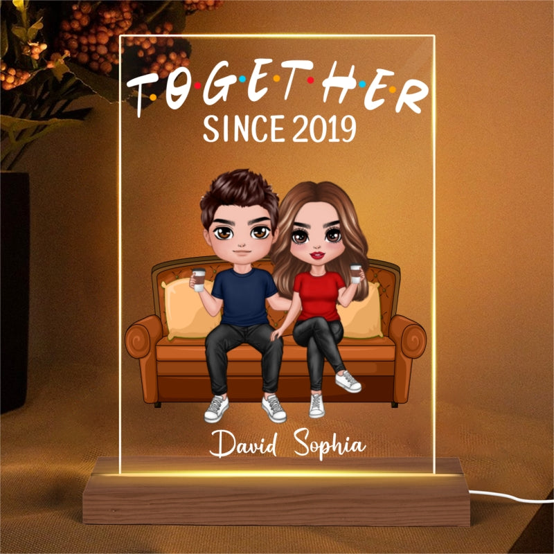 Couple On Sofa Personalized Rectangle Acrylic Plaque With LED Night Light - Valentine‘s Day Gift - Anniversary Gift For Her - Gift For Him