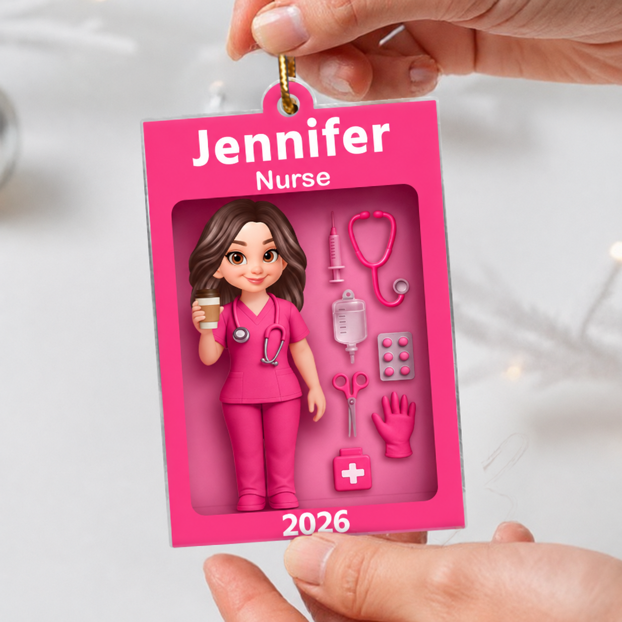 Personalized Nurse In Toy Box 3D Acrylic Ornament, Special Christmas Gift For Nurse, For Co-workers