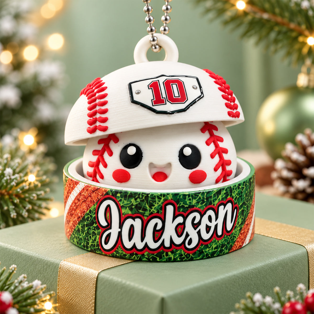 Custom Baseball Cute Dumpling - Personalized 3D Printed Baseball Figurine Ornament - Christmas Gift for Daughter, Son, Grandkids