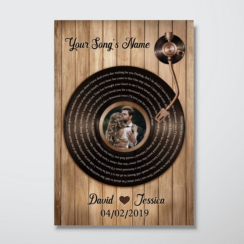 Upload Photo Vinyl Record Custom Song Lyrics Personalized Poster, Anniversary Wedding  Gift For Her, For Him, For The Couple