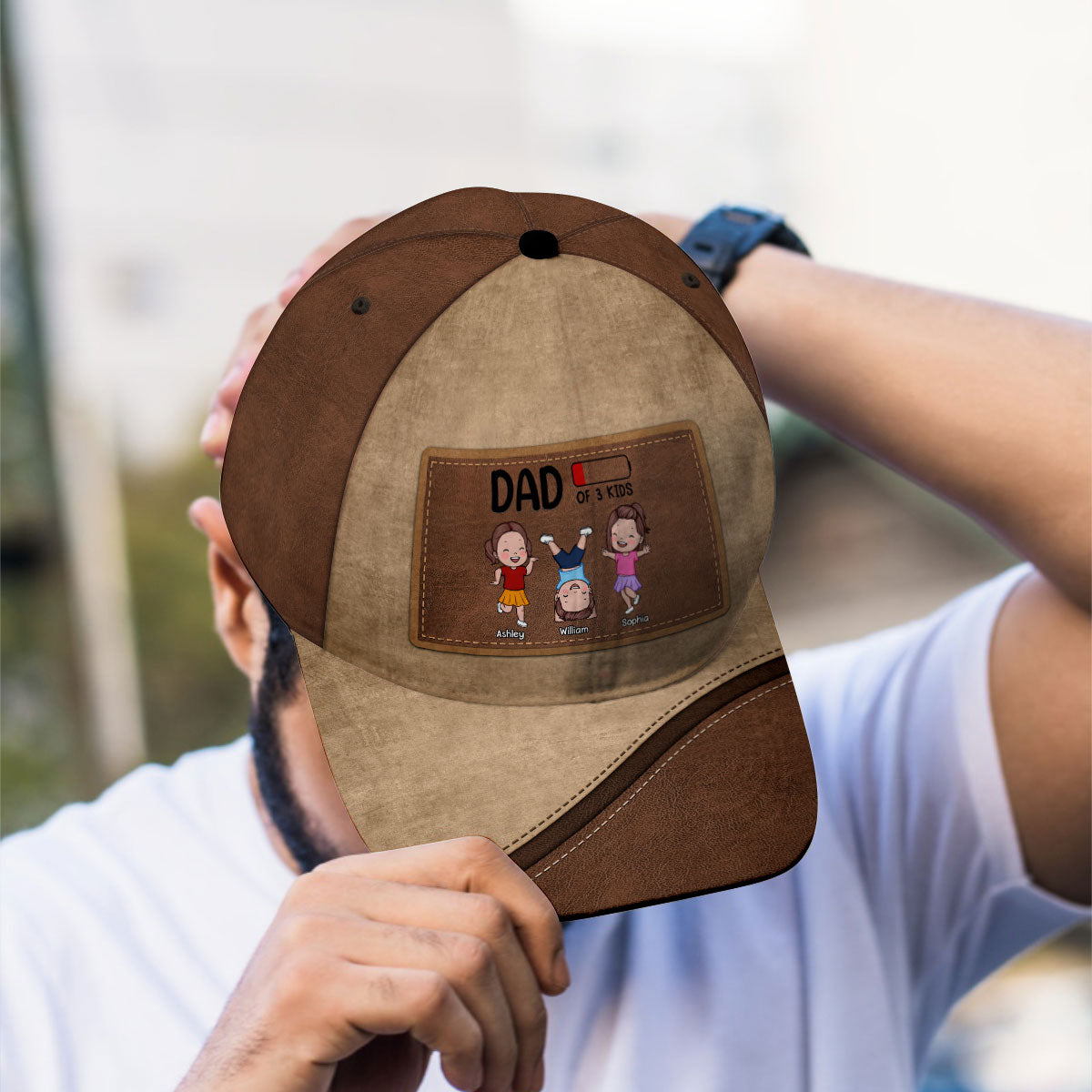 Dad Of Kids Low Battery Personalized Classic Cap