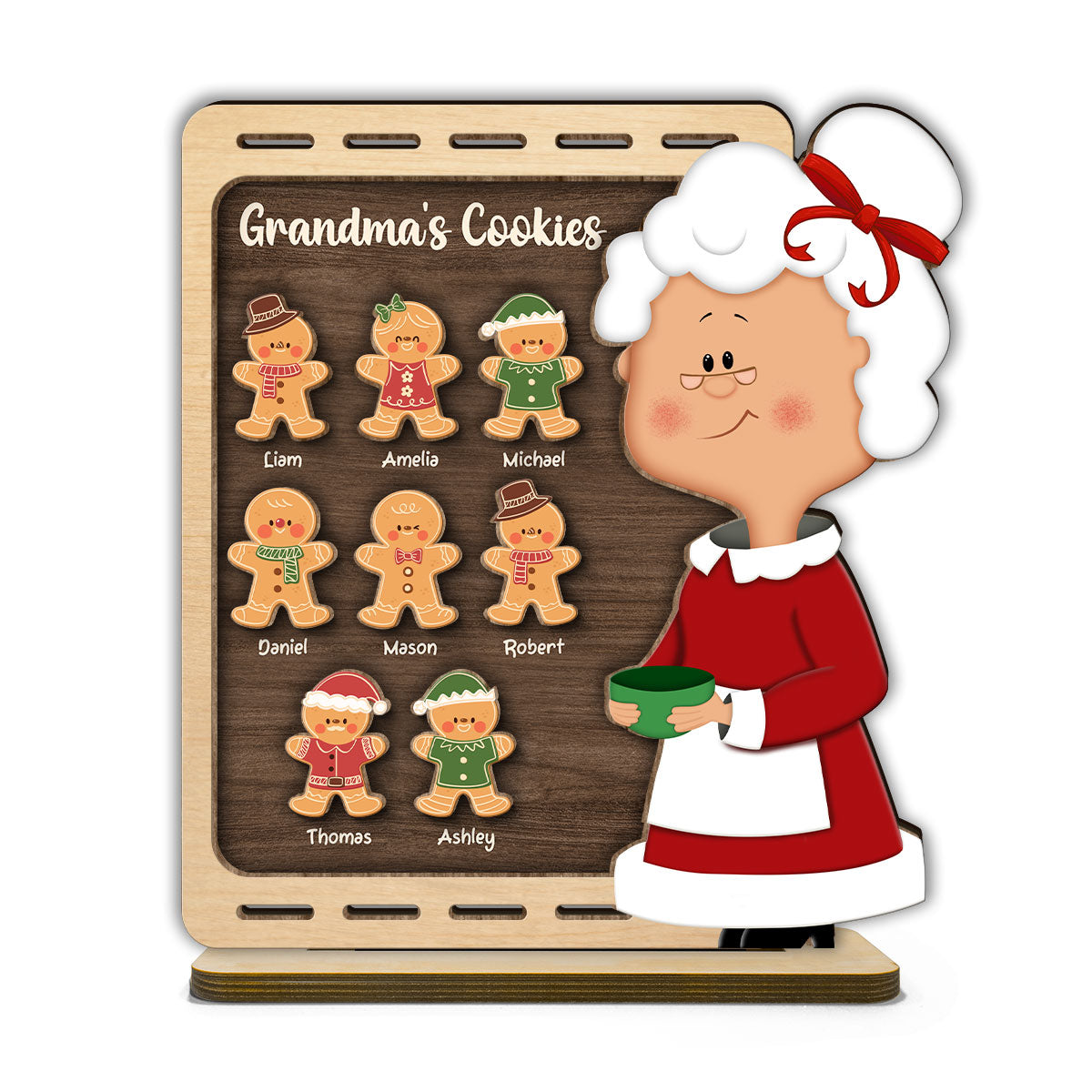 Christmas Grandma's Cookies Personalized 2-Layer Standing Wooden Plaque