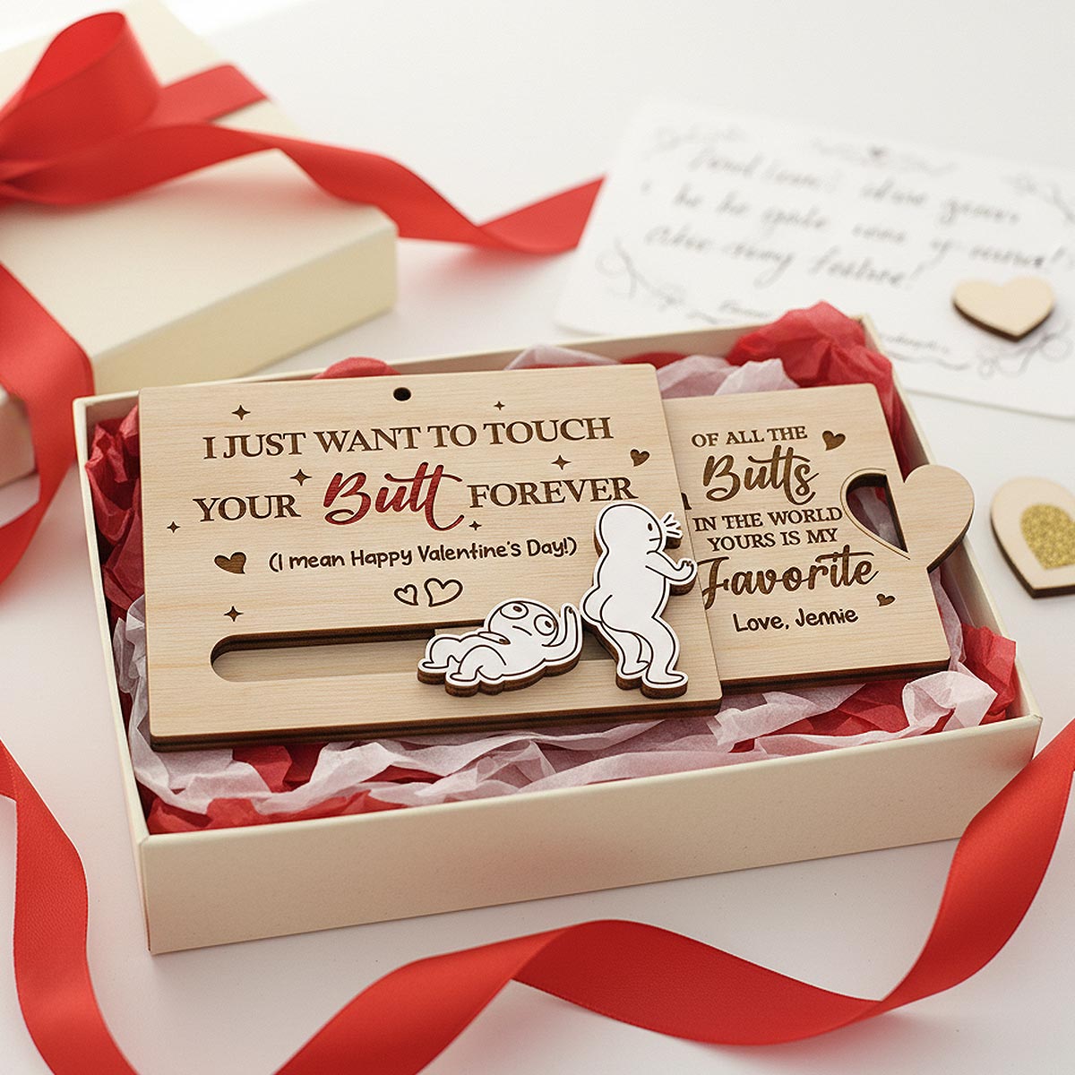 Wanna Touch Your Butt All The Time Funny Inappropriate Couple - Personalized Wooden Slider Ornament - Valentine's Day Gift For Him, For Her