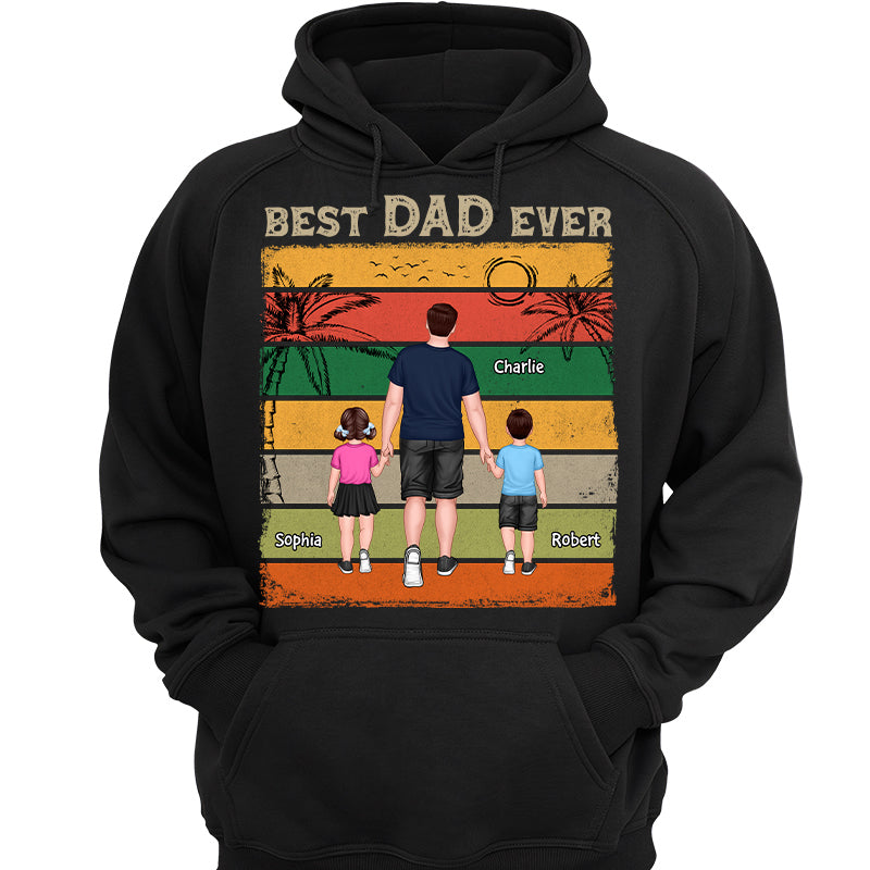 Retro Best Dad Ever Dad And Son Daughter Walking Gift For Dad Personalized Shirt