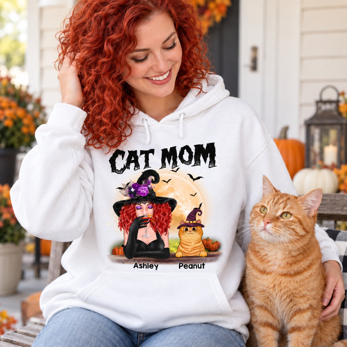 Halloween Witch Cat Mom Personalized Shirt