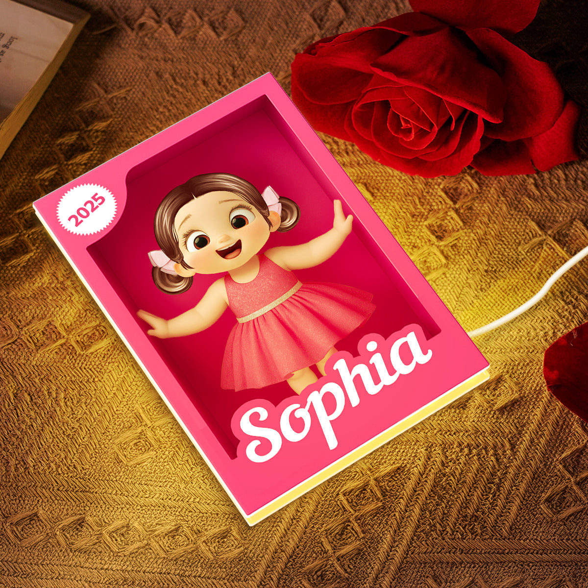 Cute Kid in Toy Box - Personalized Light Box - Christmas Gift for Kids, Grandkids
