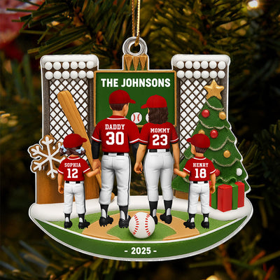 3D Effect Baseball Family Personalized Acrylic Ornament, Gift for Loved Ones