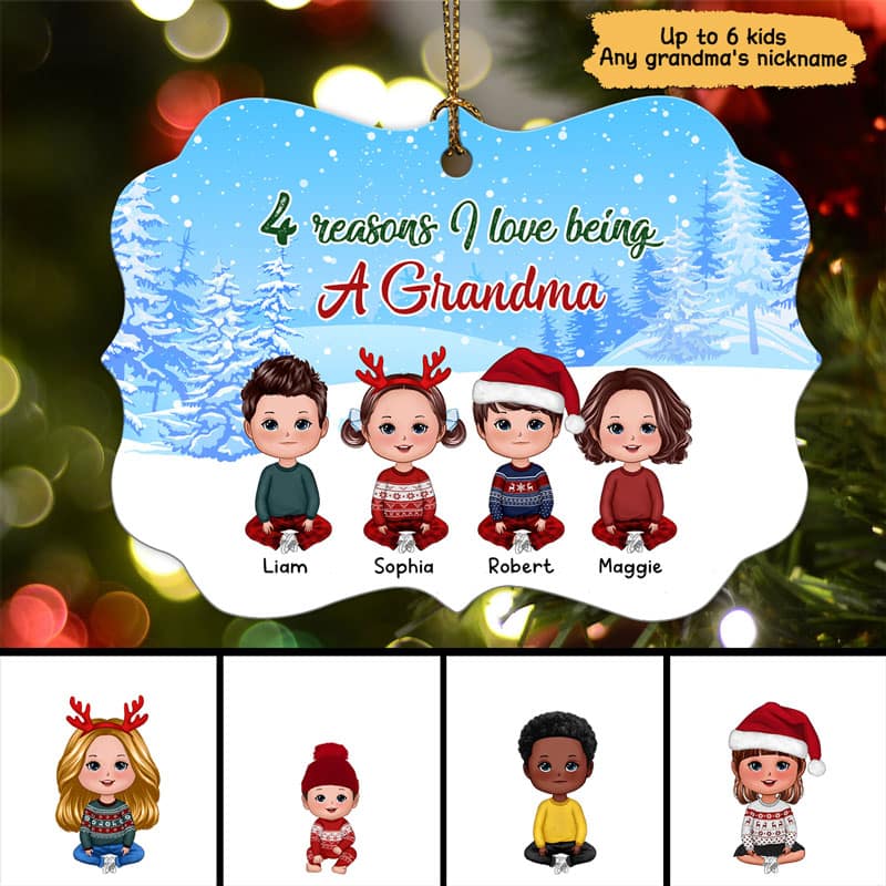 Reasons I Love Being Grandma Doll Kids Personalized Christmas Ornament