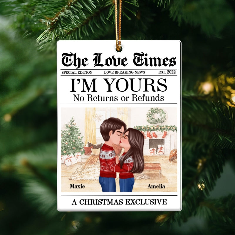 The Love Time Couple Kissing - Personalized Acrylic Ornament - Heartfelt Christmas Gift for him, Gift for her