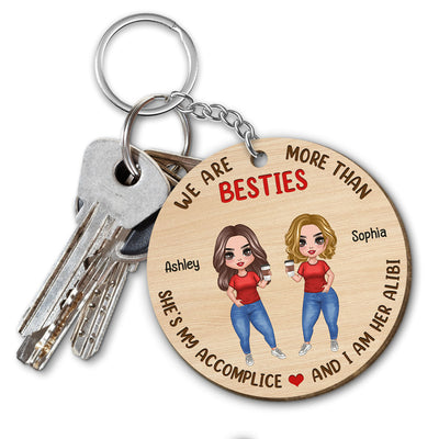 Doll Besties Standing Accomplice Alibi Gift For Best Friends Personalized Wooden Keychain