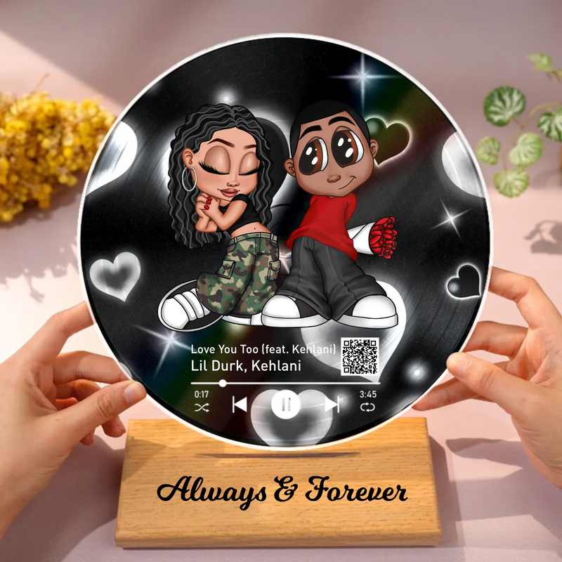 Y2K Couple Custom Vinyl Record Acrylic Plaque with Favorite Song QR Code – Personalized Unique Valentine's Day Gift For Him, Gift For Her