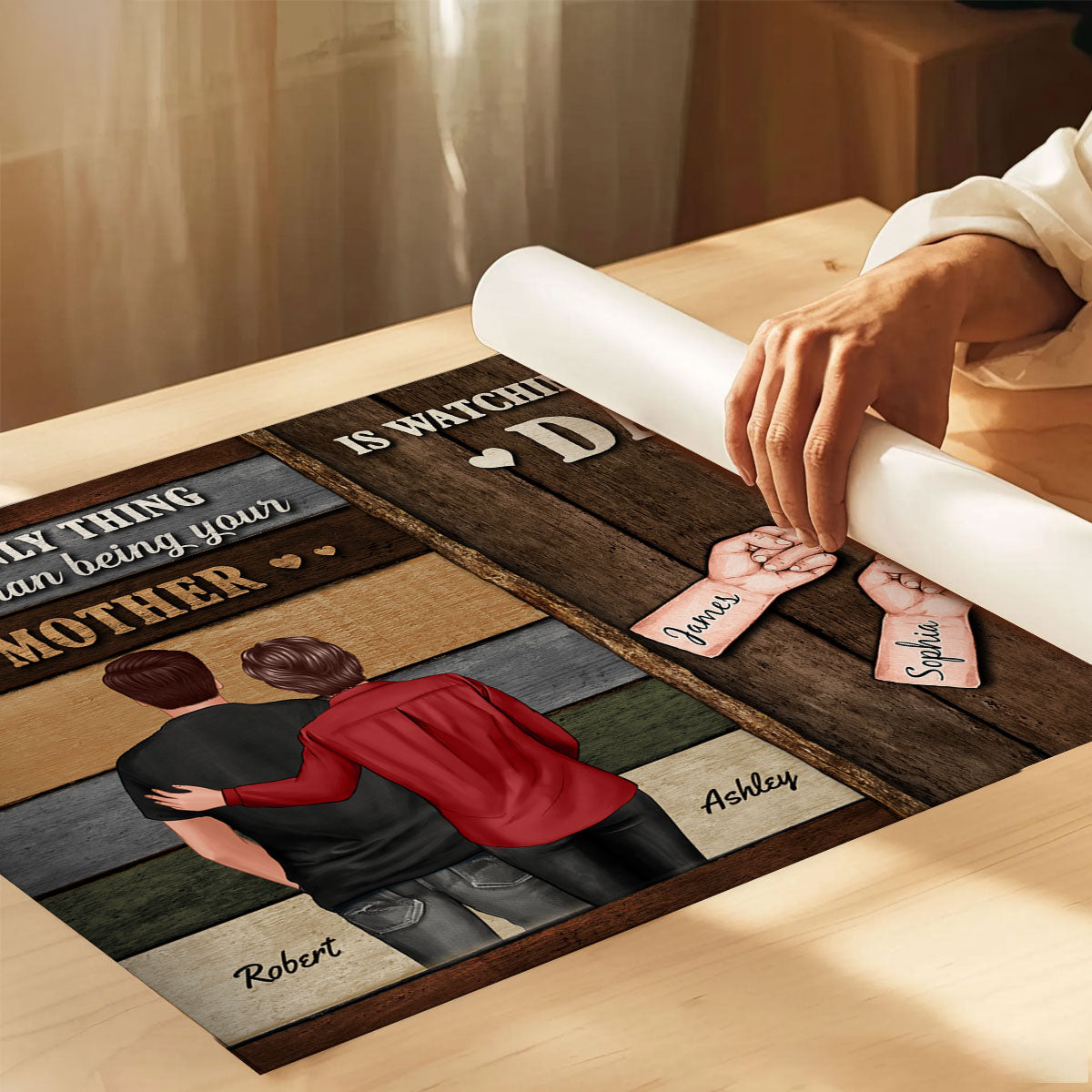 From Mom Dad To Son Watching You Be A Dad Colored Wood Pallets Fist Bumps Personalized Poster, Gift For Son