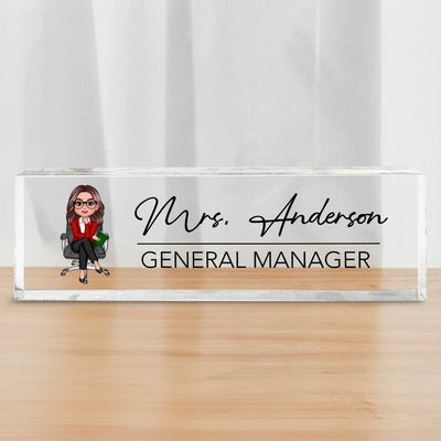 Woman Man Office Personalized Acrylic Desk Name Plate, Office Desk Decor, Gift For Colleagues, Coworkers