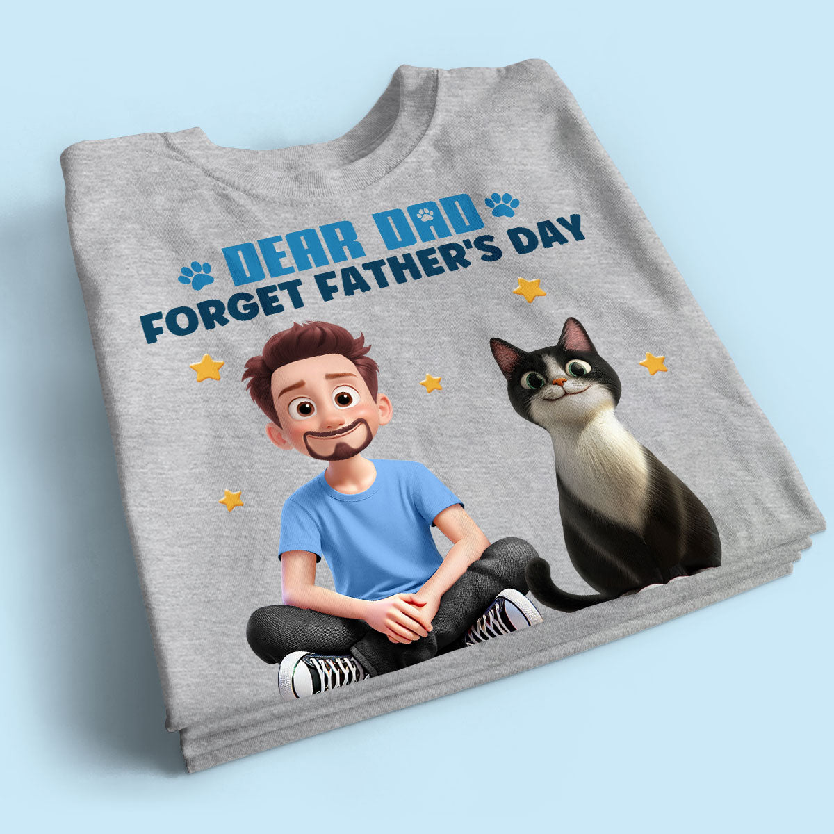 Forget Father's Day We Love You Every Day Cartoon Man & Cats Gift For Cat Lover Personalized Shirt