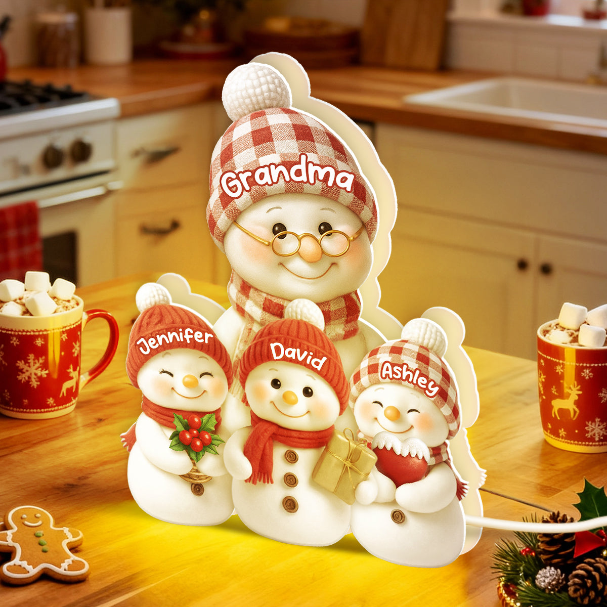Snowman Grandma & Grandkids Together - Personalized Light Box - Christmas Gift for Grandma