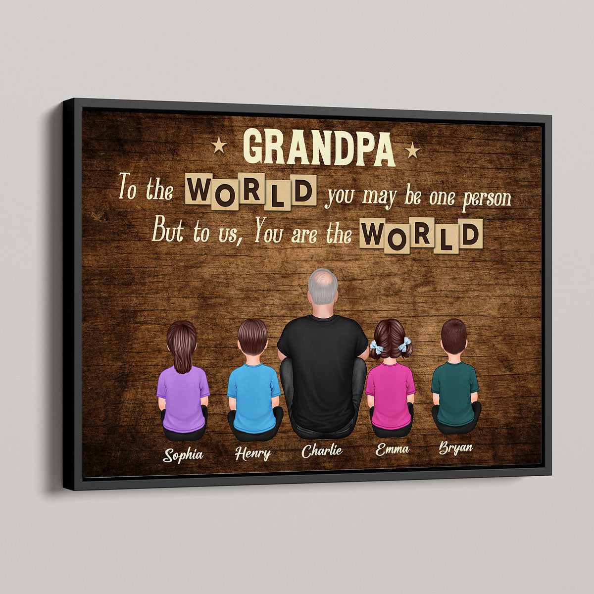 Grandpa To Us You Are The World Personalized Poster, Gift For Grandpa