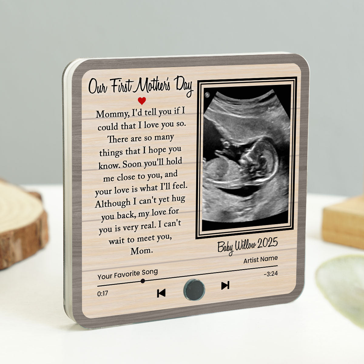 Melody For Mom & Baby Ultrasound Baby Image Mom-To-Be Personalized Music Fridge Magnet, Perfect Gift For Pregnant Wife