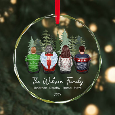 Personalized Family Christmas Personalized Glass Ornament, Custom Appearances & Names