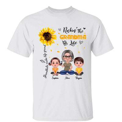 Rockin‘ The Grandma Life Sunflower Pretty Doll Personalized Shirt