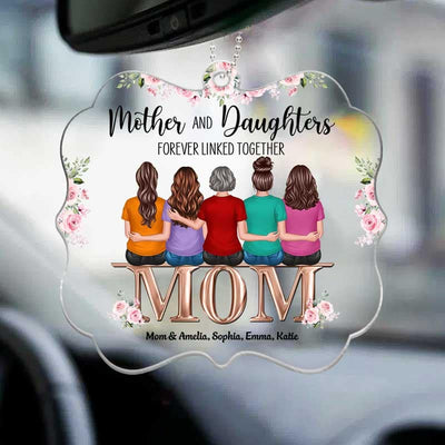 Mothers Daughters Sitting On Words Personalized Acrylic Car Hanging Ornament