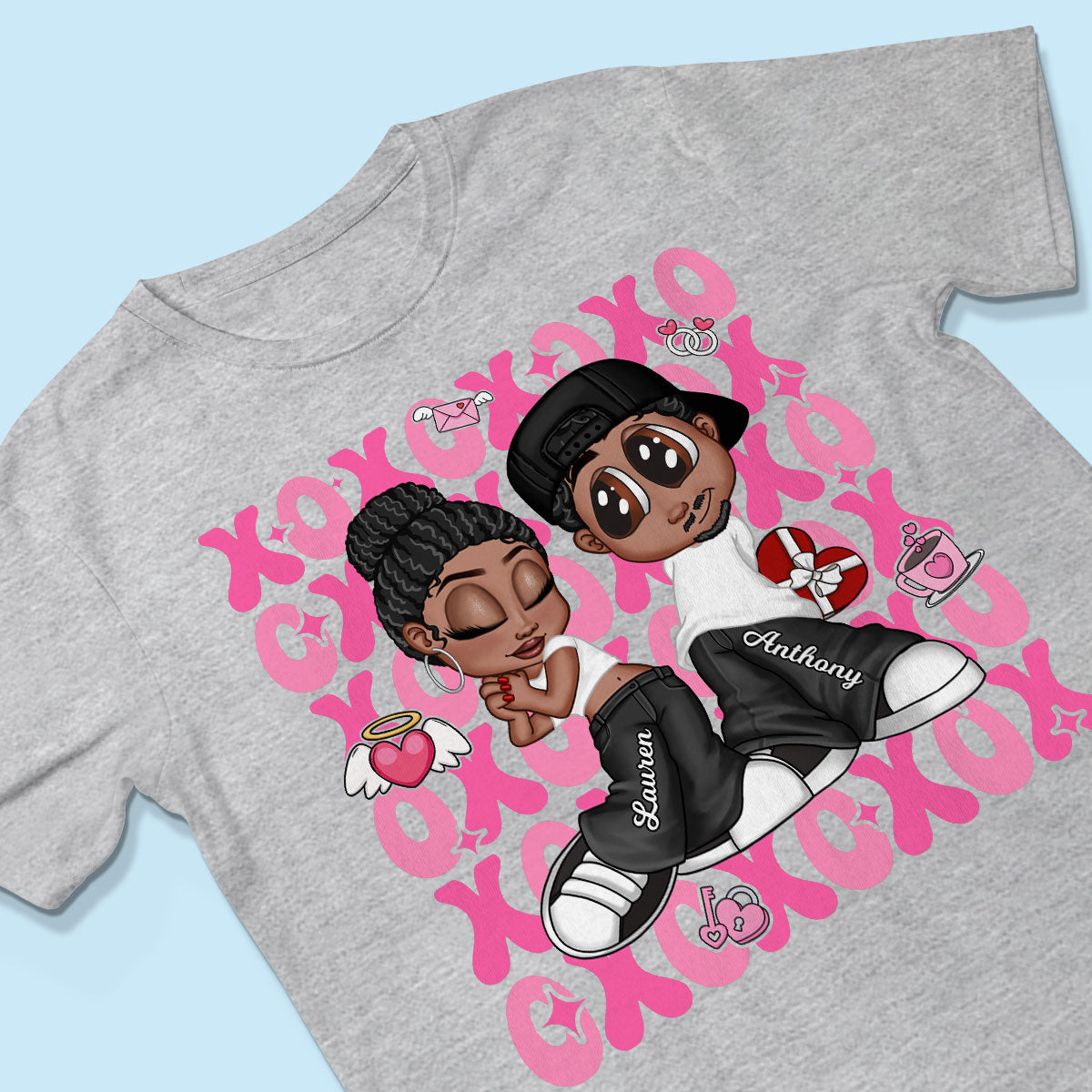 XOXO Y2K Couple  Personalized Shirt, Gift for Him for Her