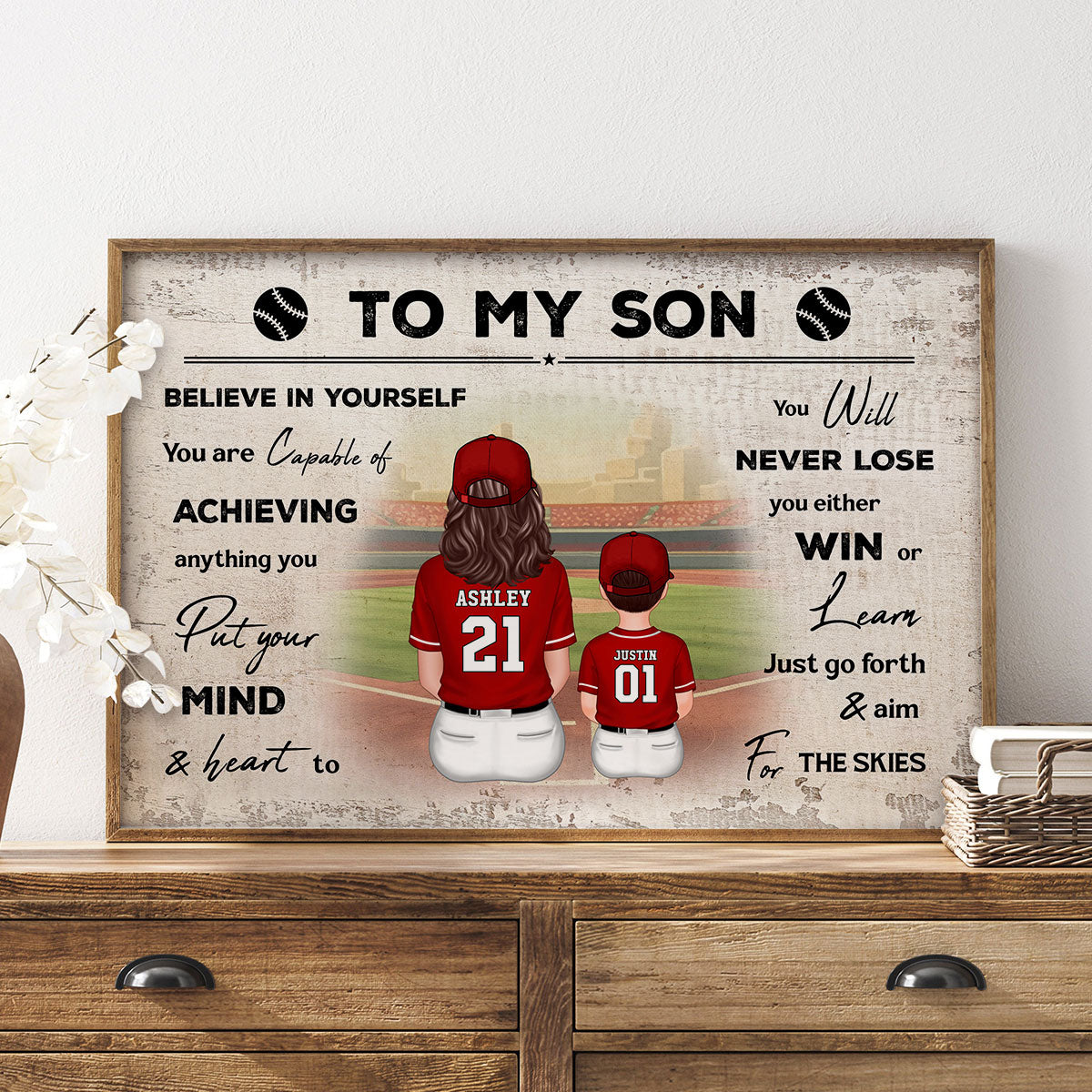 To My Son Baseball Player Personalized Horizontal Poster