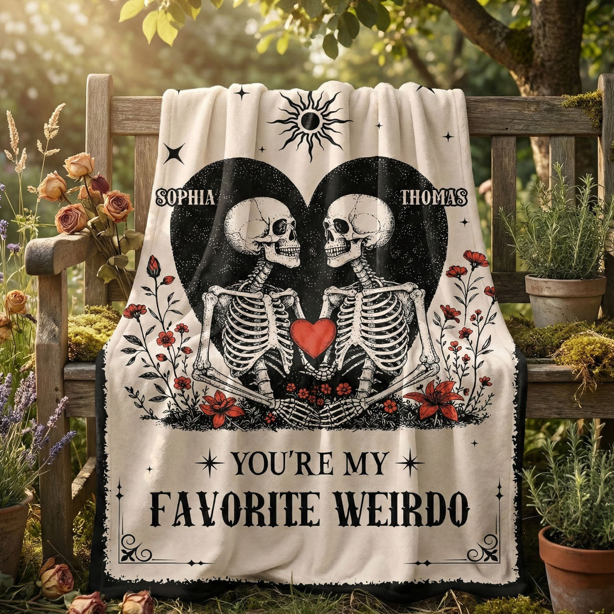 Skull Couple You're My Weirdo Gothic Quirky - Personalized Blanket - Unique Valentine's Day Gift, Anniversary Gift For Couple, For Him, For Her