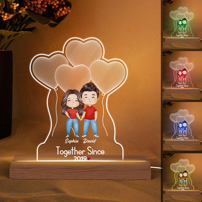 Watercolor Couple Balloon Personalized Custom Shape LED Night Light LED Lamp