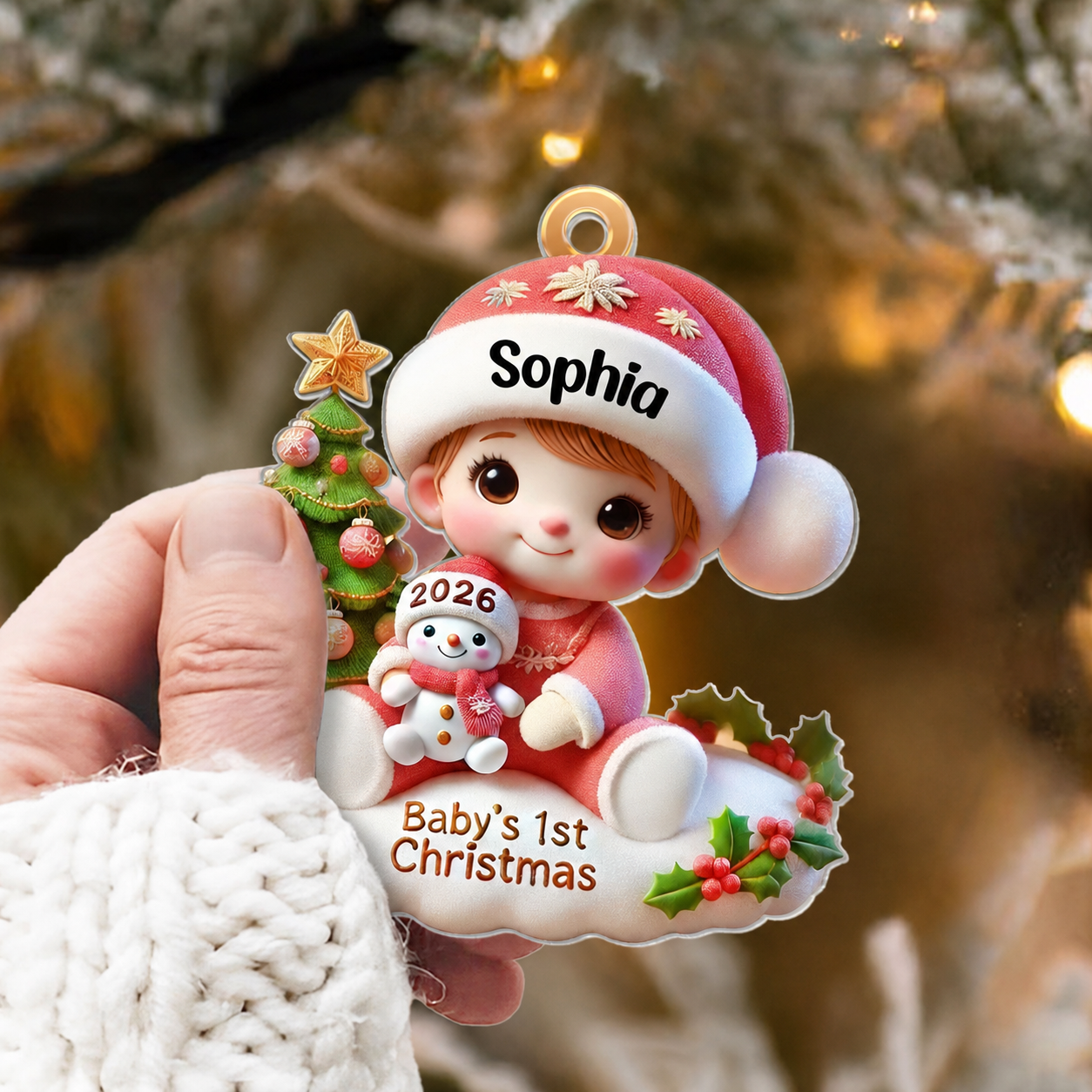 Precious Moments Baby’s First Christmas Dated 2026 Acrylic Ornament, Lovely Keepsake to Celebrate Baby's First Christmas, Christmas Decor For Newborns