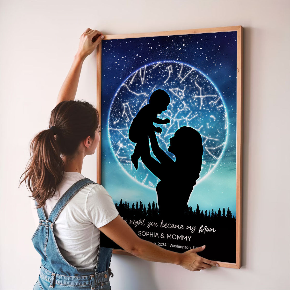 Under These Stars You Became My Mom Personalized Poster, Custom Star Map, Capture the Precious Moment, Gift, Constellation Print, Real Astronomical Data