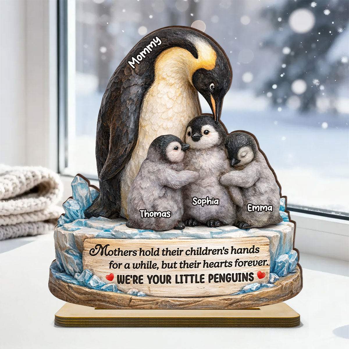 Mothers Hold Children's Hearts Forever - Personalized 2-Layered Wooden Plaque - Heartfelt Mother's Day Gift for Mom, Wife