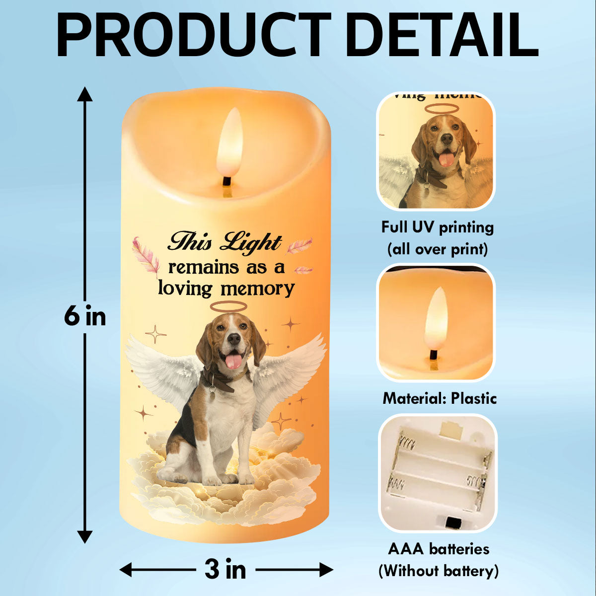 When Tomorrow Starts Without Me Pet Loss Memorial Personalized LED Candle, Custom Photo Sympathy Gift