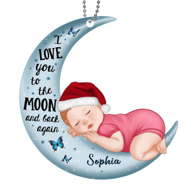 Baby Sleeping On Moon Personalized Christmas Acrylic Ornament