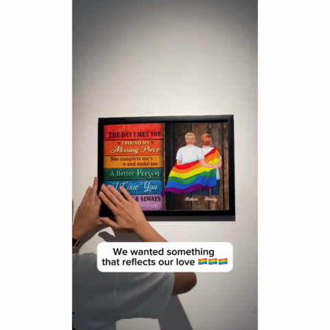 LGBT Flag Wood Pallets Texture Couple The Day I Met You Pride Month Personalized Poster