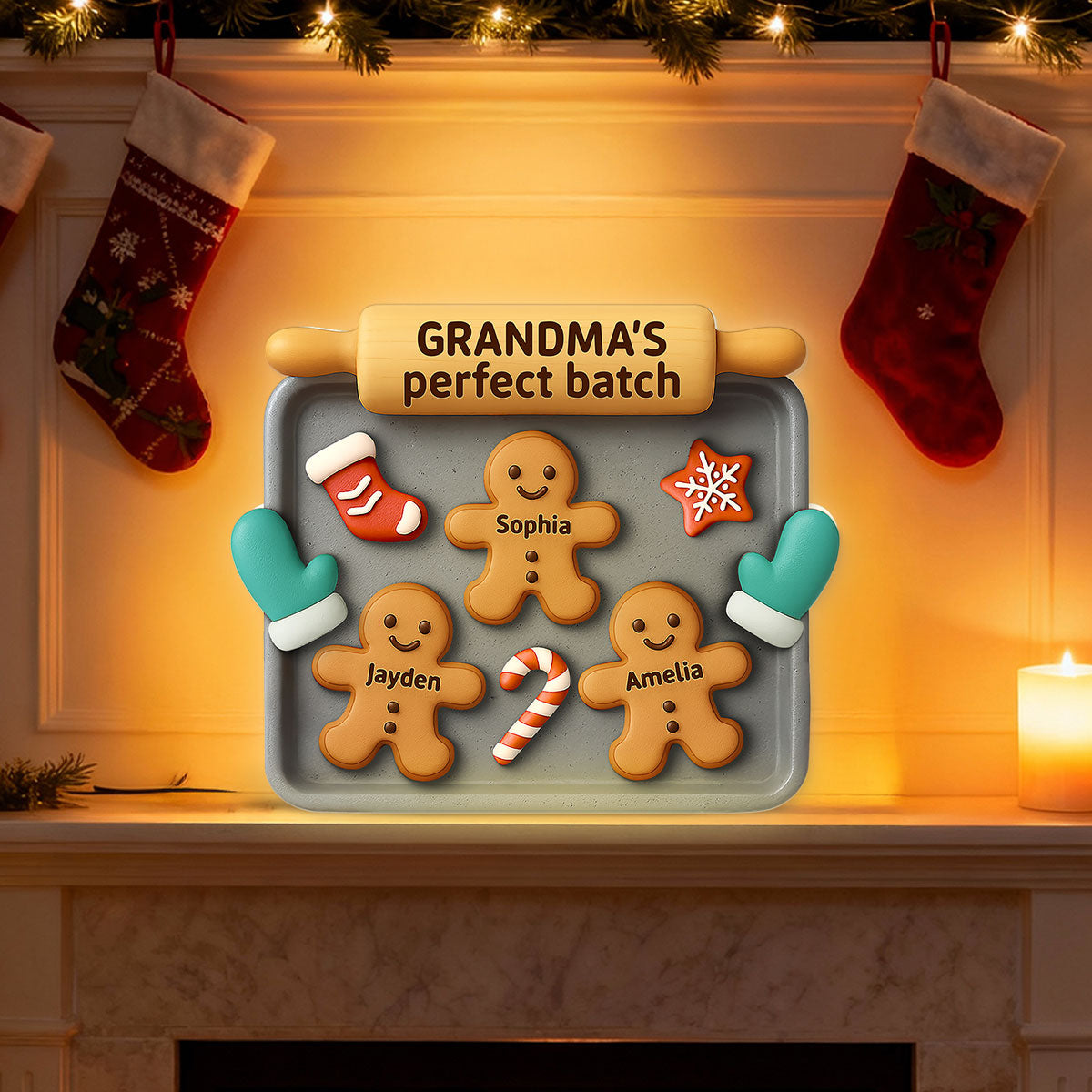 3D Effect Christmas Grandma Perfect Batch Cookies - Personalized Light Box - Gift For Grandma
