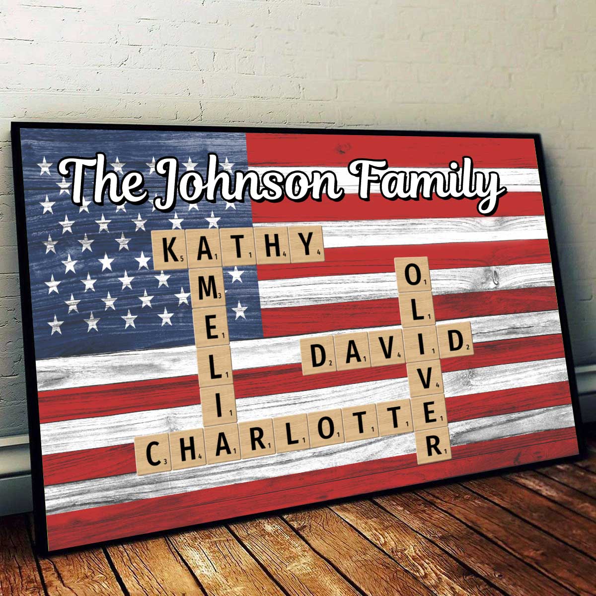 Nation Flag Theme Family Bond Crossword Puzzle Art Home Decor Personalized Poster