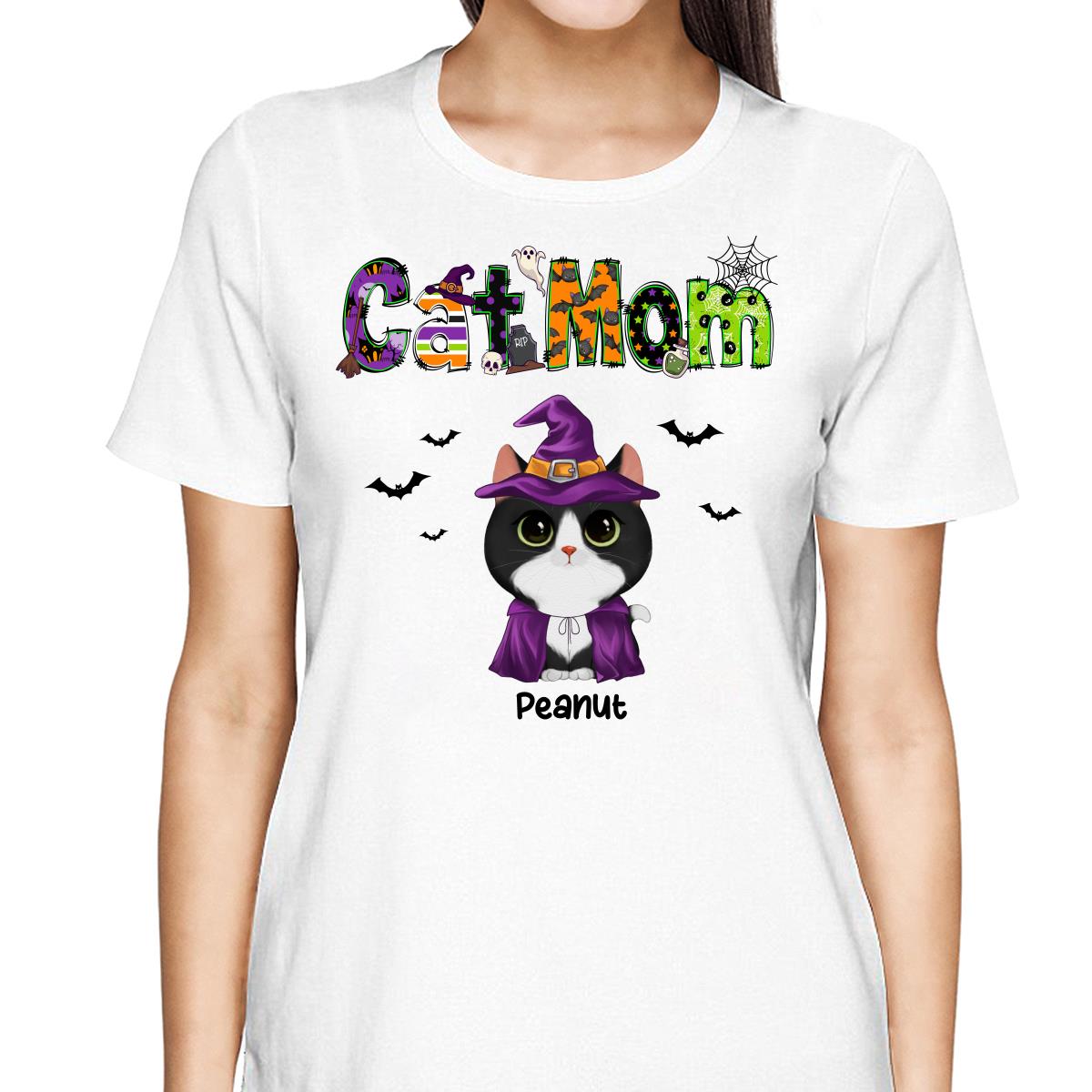 Halloween Watercolor Cute Cats Cat Mom Personalized Shirt