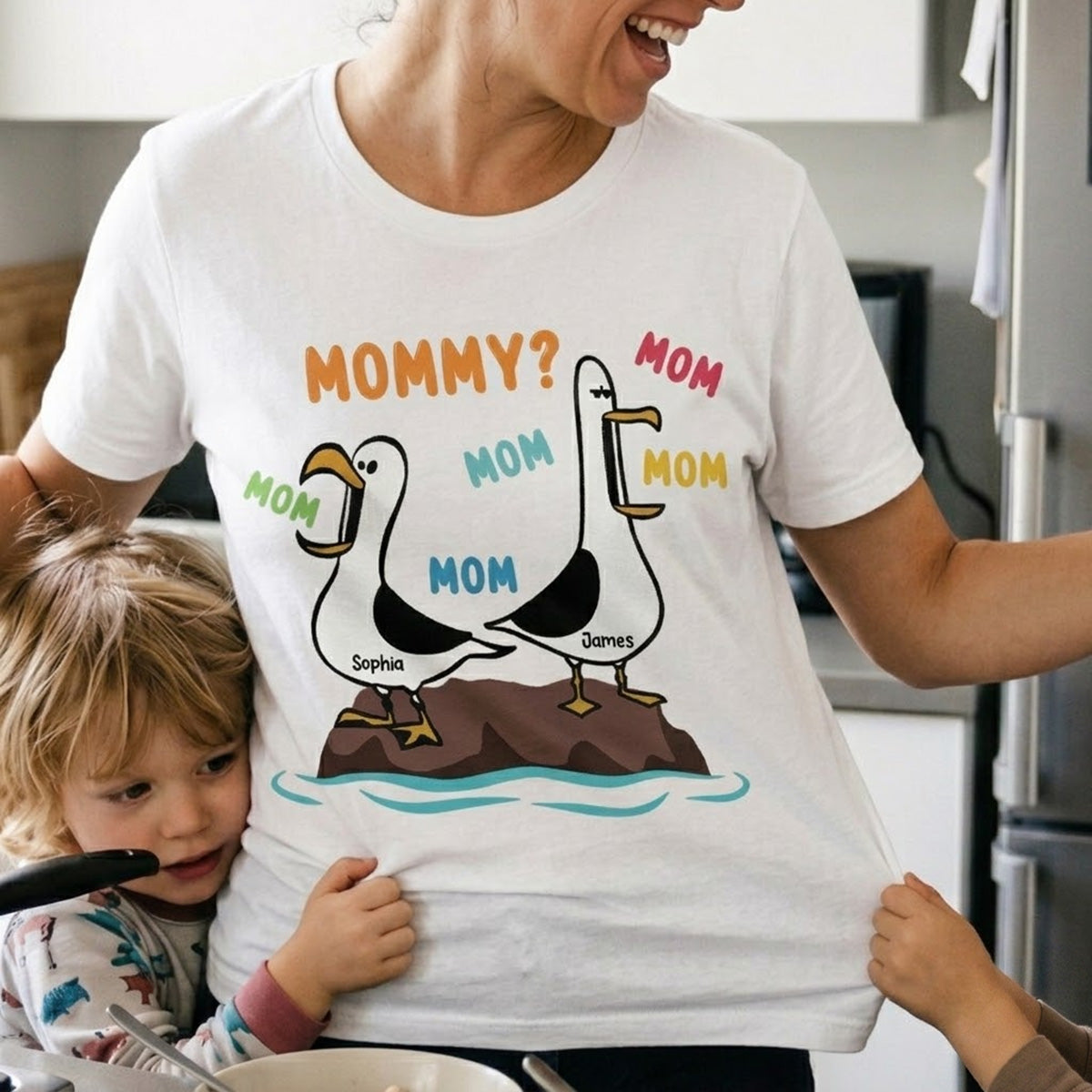 Seagull Mom Mom Mom Colorful - Personalized Shirt - Funny Mother's Day Gift For Mom