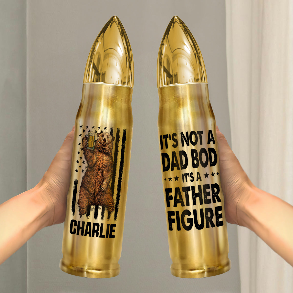 It‘s Not A Dad Bod It’s Father Figure Bear Flag Funny Gift For Husband Dad Personalized Bullet Tumbler