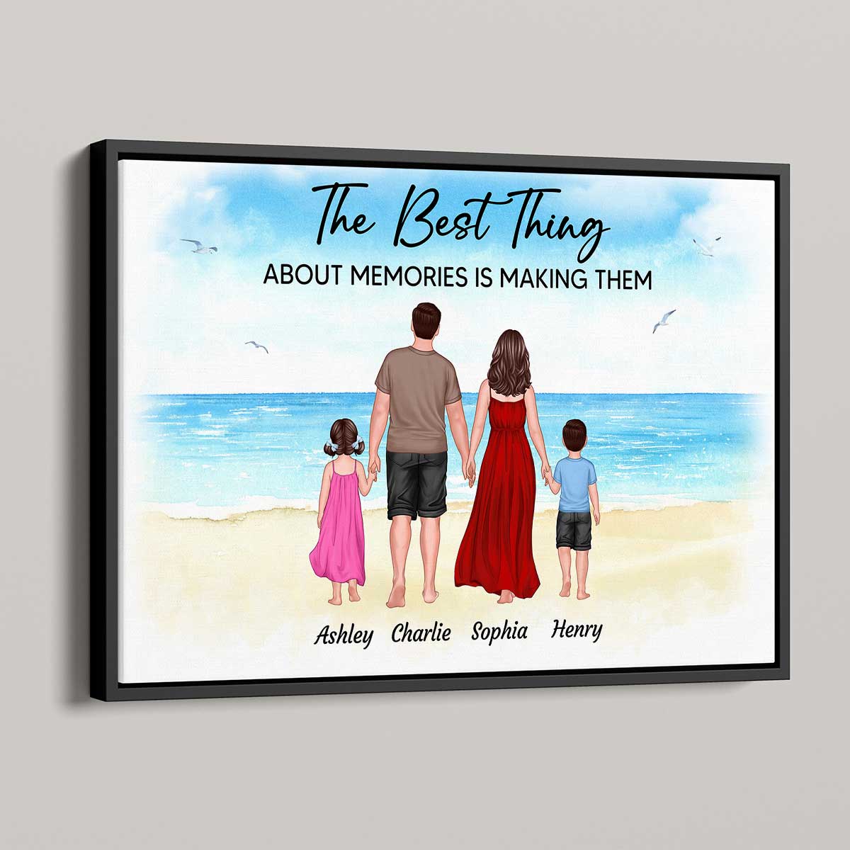Summer Family Walking Back View Personalized Horizontal Poster
