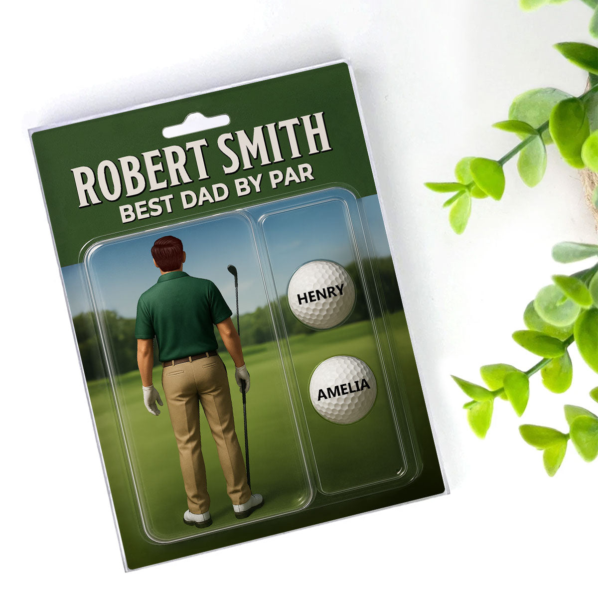Custom Figure Best Dad By Par With Kids' Names Personalized Acrylic Block Plaque, Perfect Father's Day Gift For Dad, For Him, For Golf Lover